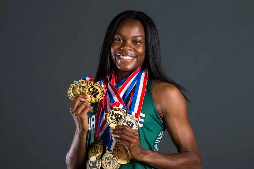 Mansfield Lake Ridge senior Jasmine Moore poses for a portrait at The Dallas Morning News on...