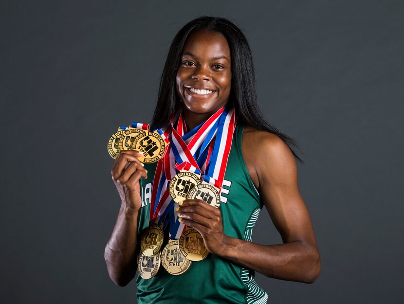 Mansfield Lake Ridge senior Jasmine Moore poses for a portrait at The Dallas Morning News on...