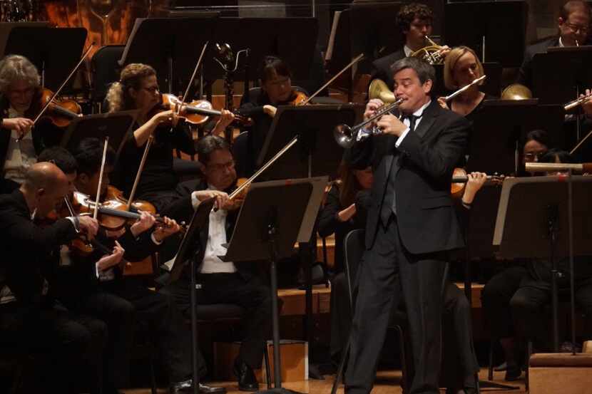 Dallas Symphony Orchestra principal trumpet Ryan Anthony performing with the orchestra at...