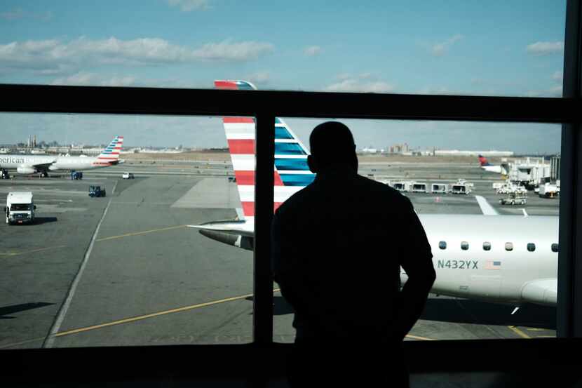 Planes sat on the tarmac at at LaGuardia Airport after the Federal Aviation Administration...