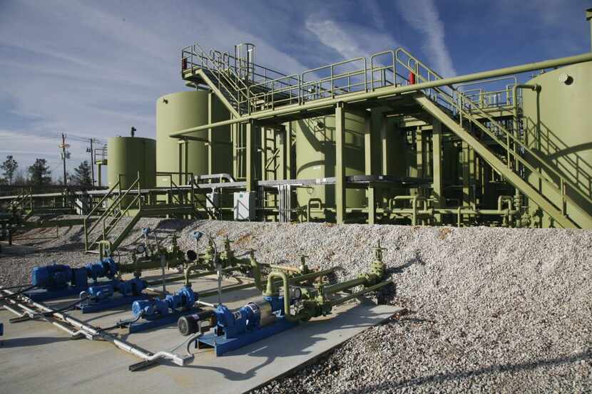 Various separation, produced water and crude oil tanks at the Lockhart Crossing Facility in...