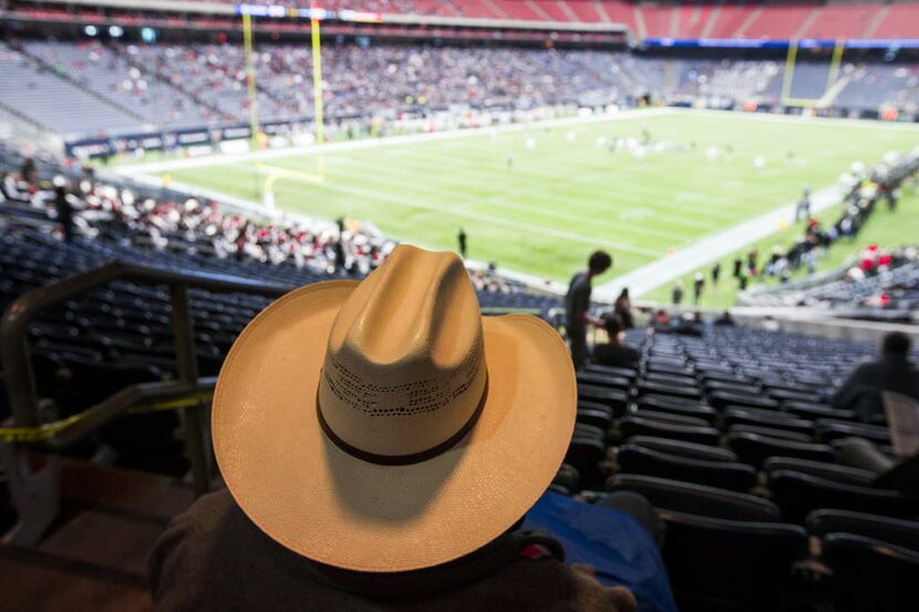 Fans watch the Class 5A Division II state championship football game between Cedar Park and...