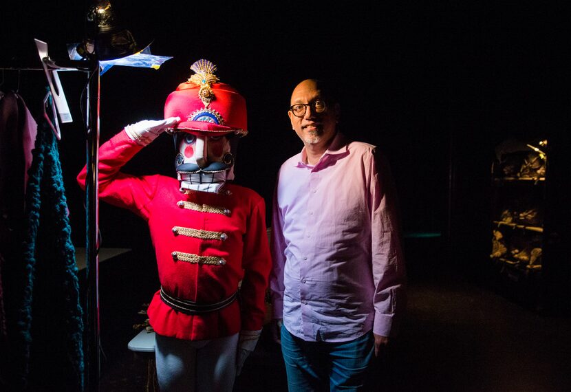 Manny Mendoza poses for a photo with Drake Humpheys, who performs as the Nutcracker,...