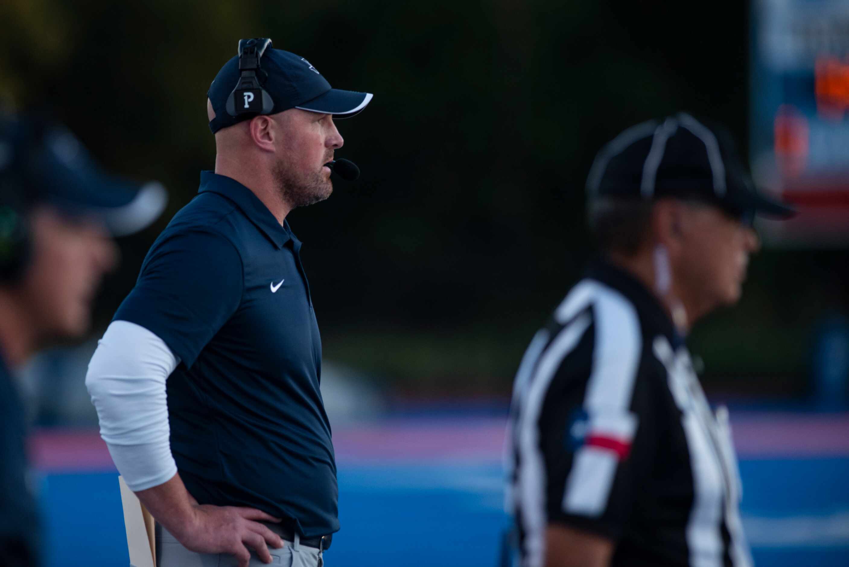 Argyle Liberty Christian Head Coach Jason Witten watches from the sideline during Parish...