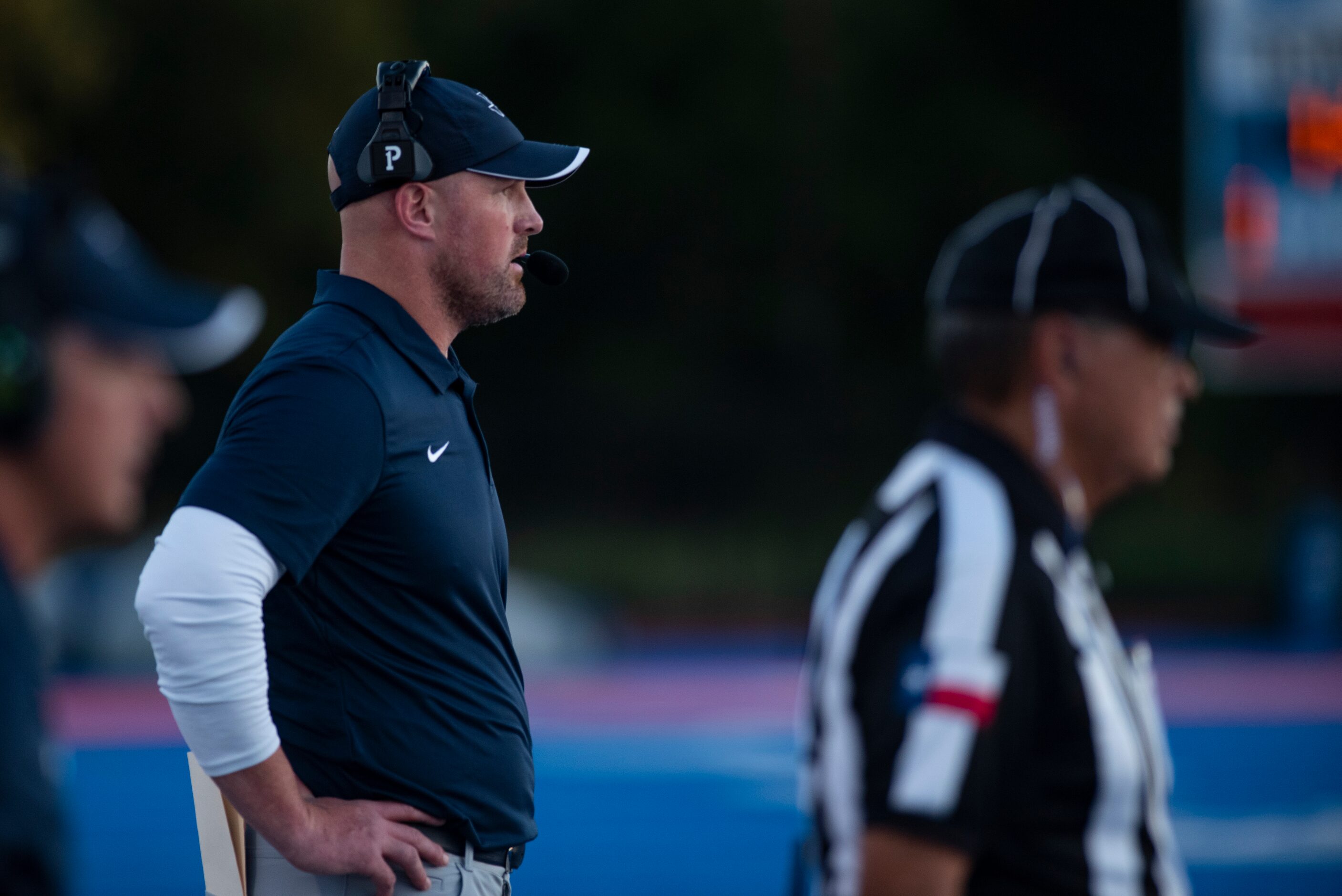 Argyle Liberty Christian Head Coach Jason Witten watches from the sideline during Parish...