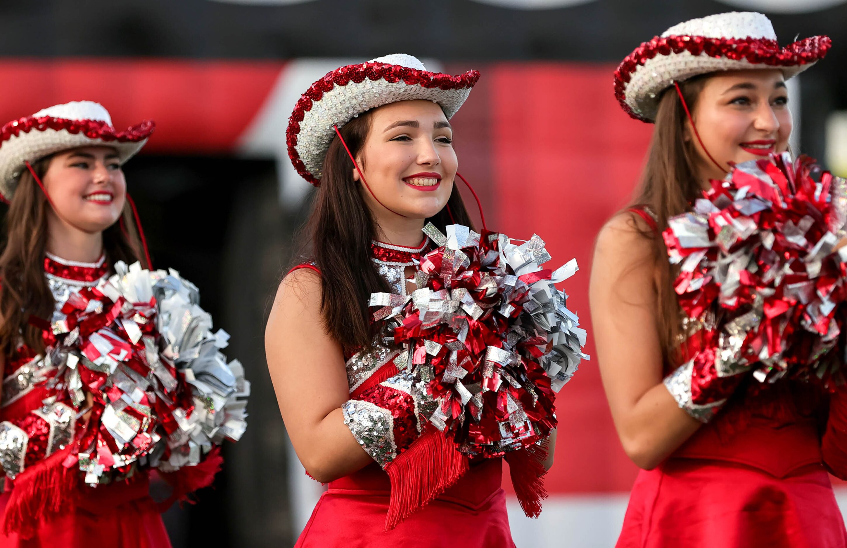 The Flower Mound Marcus Drill team get ready to perform before the game against Southlake...