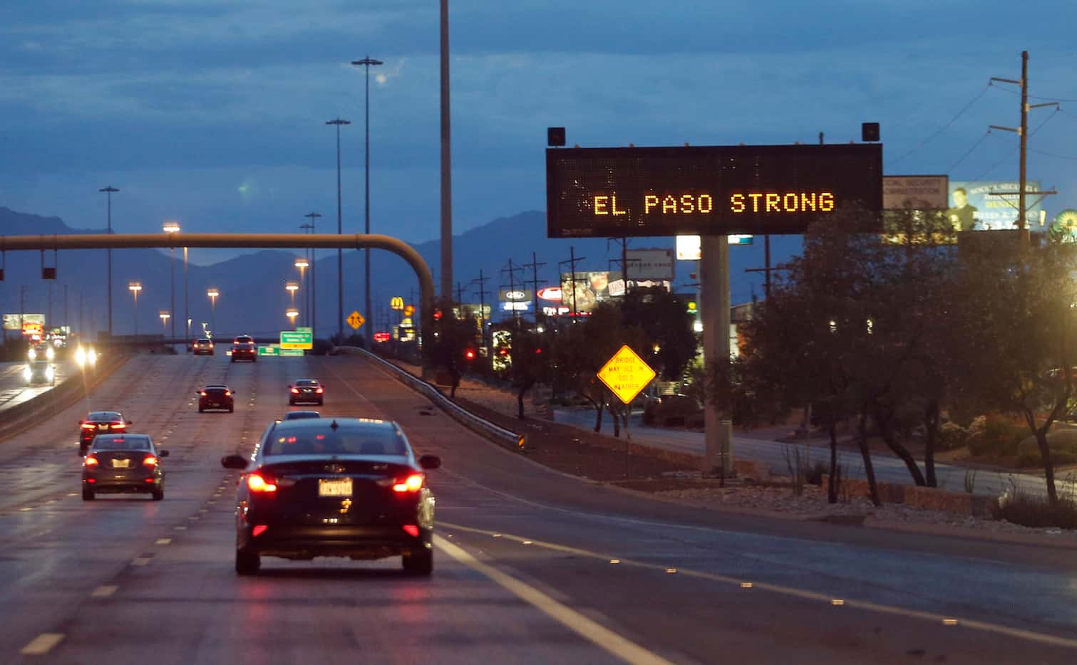 El Paso Strong sign along I-10 in El Paso, Texas on Sunday, August 4, 2019. 20 people were...
