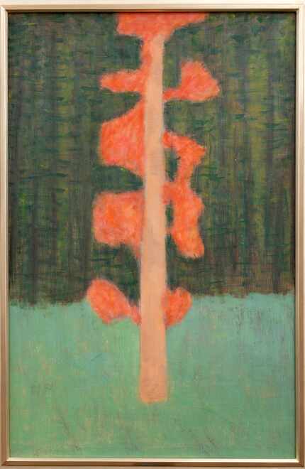 In "Hint of Autumn" (1954), Milton Avery renders a lone tree dead center in an elongated...