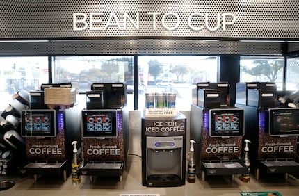 New machines grind beans when customers select a cup. The expanded coffee station can also...