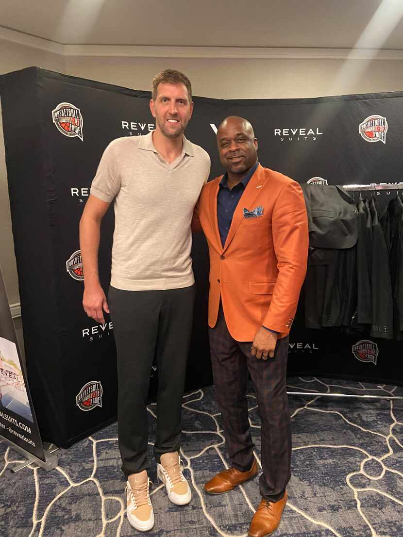 Former Dallas Mavericks forward Dirk Nowitzki (left) and Carlton Dixon, founder, owner and...
