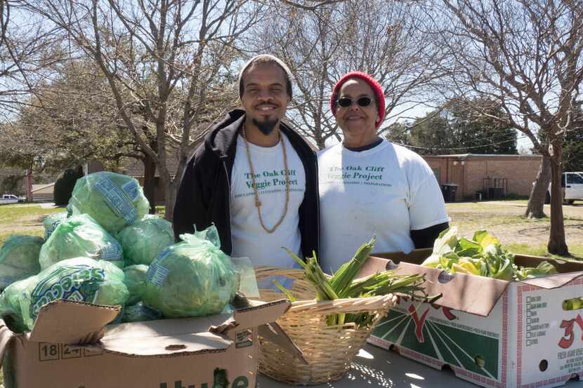 Ples Montgomery (left) and mother Bettie Montgomery (right), of the Oak Cliff Veggie Project...