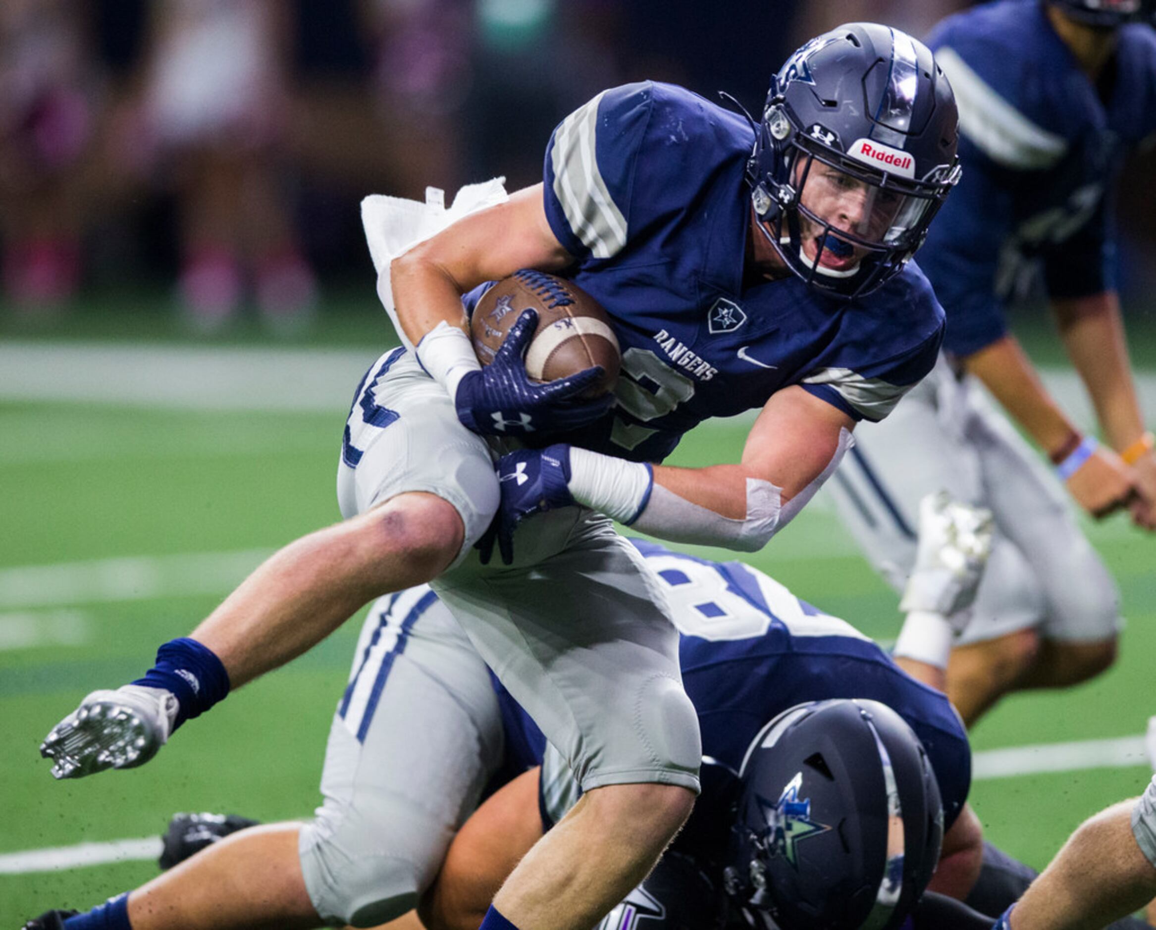 Frisco Lone Star wide receiver Jake Bogdon (2) runs to the end zone for a touchdown during...