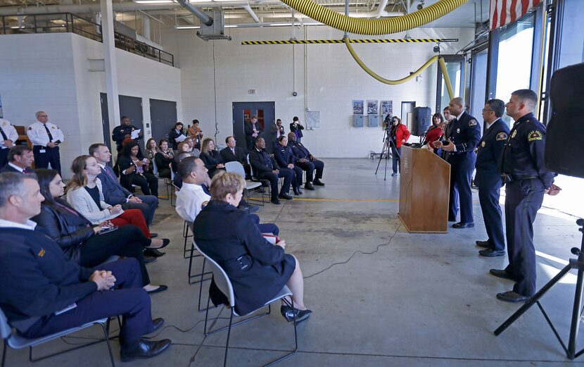 Officials from Dallas Fire-Rescue, the Meadows Mental Health Policy Institute, Dallas police...