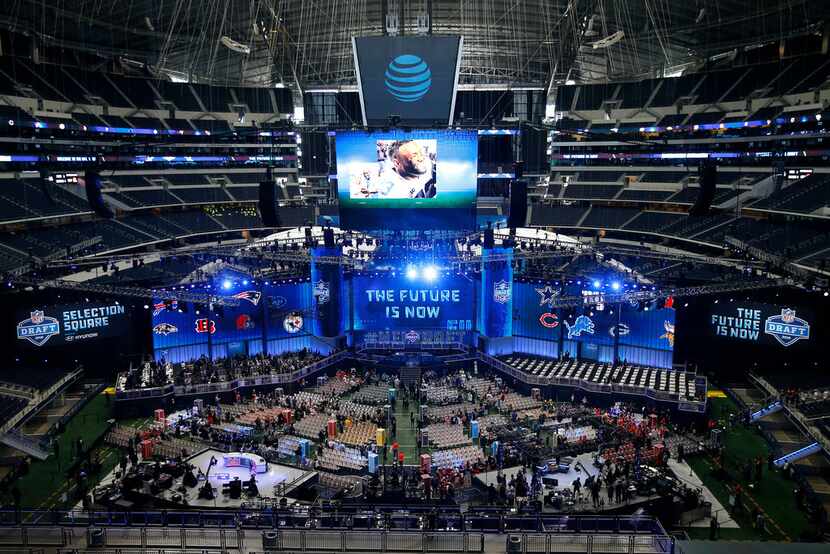 NFL fans walked to the floor to watch the first round of the NFL draft at AT&T Stadium in...