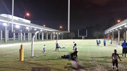 Cowboys linebacker Damone Clark practiced at Expressway Park, located beneath where...