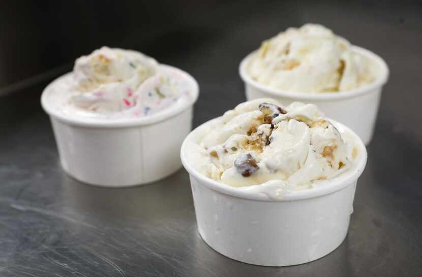 Some of Sweet Pearl's Ice Cream flavors include pralines and cream (front), Freedom Cake...