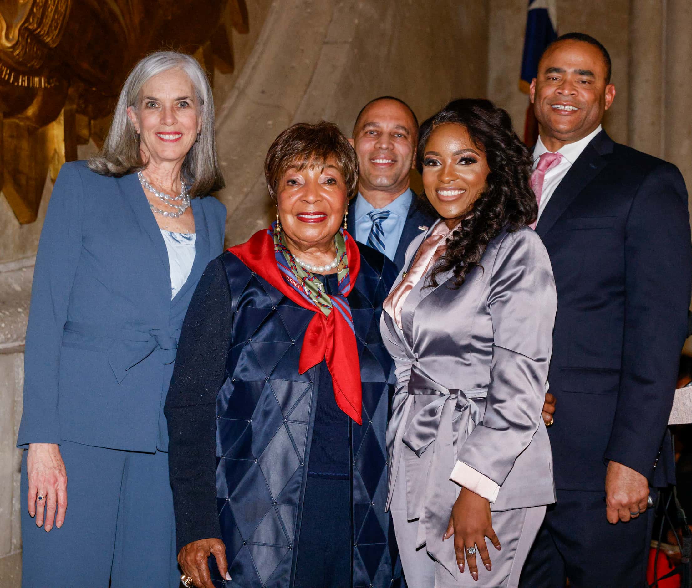 From left, House Minority Whip Rep. Katherine Clark, D-Mass., former U.S. Rep. Eddie Bernice...