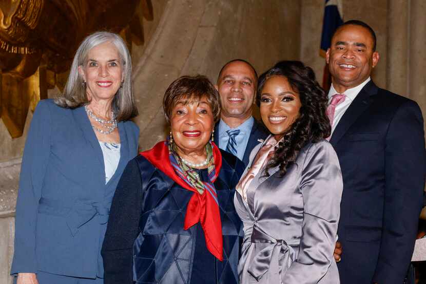 From left, House Minority Whip Rep. Katherine Clark, D-Mass., former U.S. Rep. Eddie Bernice...