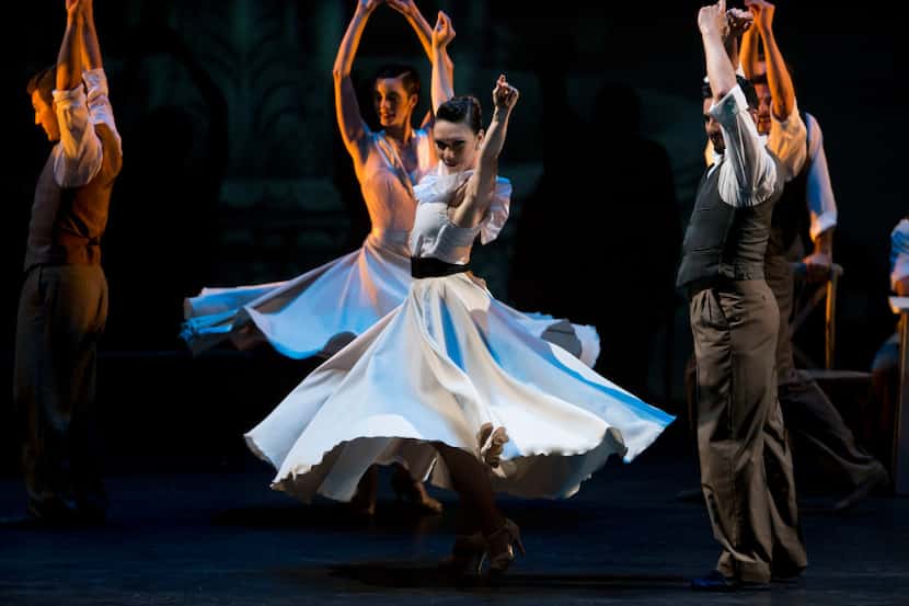 Dancers of Estampas Portenas Tango Company of Argentina perform during Deseos at Dallas City...