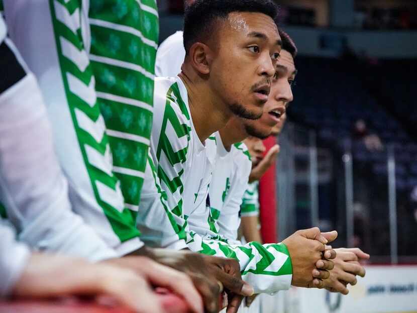 TJ Nelson and the rest of the sidekicks watch play from the bench area in a match at the...