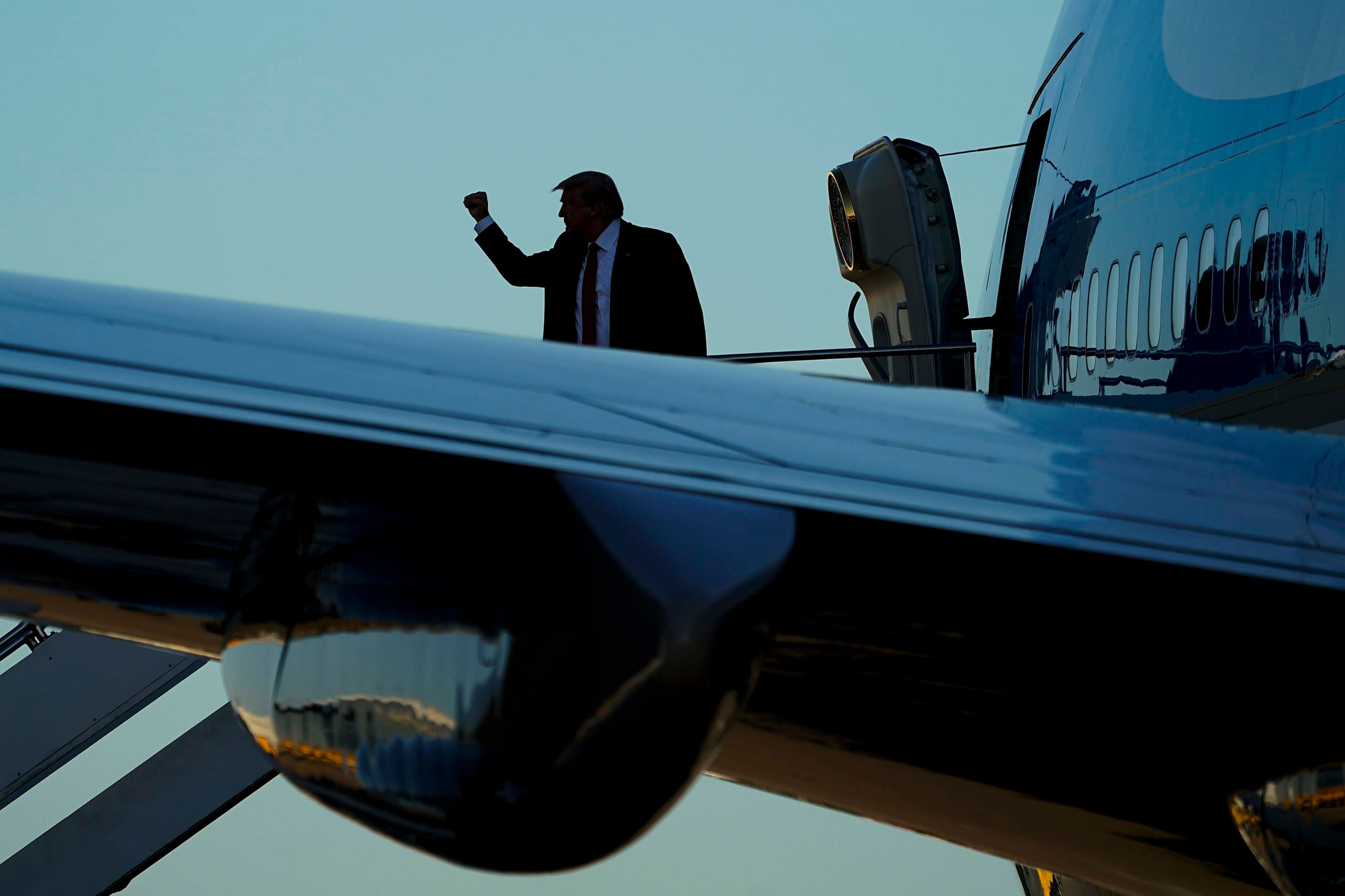 President Donald Trump board Air Force One prior to departing Dallas Love Field Airport...