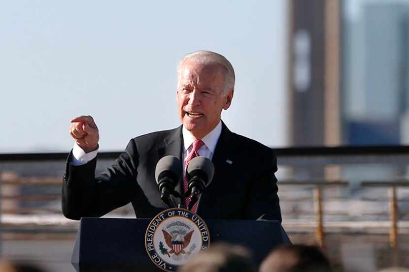 Then-Vice President Joe Biden speaks In November 2015 on the rooftop of South Side on Lamar...