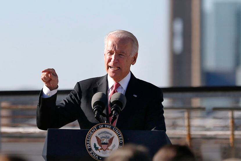 Then-Vice President Joe Biden speaks In November 2015 on the rooftop of South Side on Lamar...