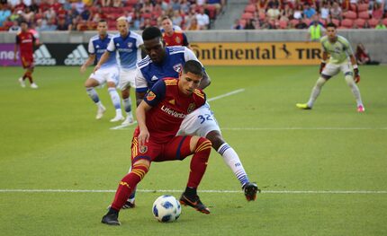 Kris Reaves (#32) got the start at left back against Real Salt Lake. (7-7-18)