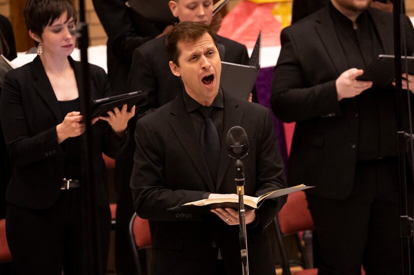 Tenor Dann Coakwell sings the role of the Evangelist as artistic director James Richman...