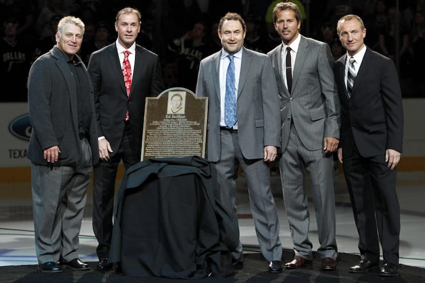 Former Dallas Stars Brett Hull, Joe Nieuwendyk, Ed Belfour, Mike Modano, and Jere Lehtinen...