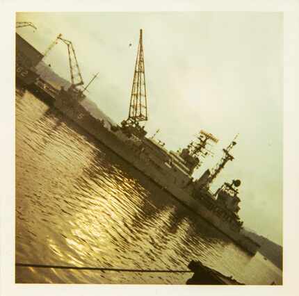 The USS Oklahoma City, the ship to which Eddie Aguilar was assigned, in Yokosuka, Japan, in...