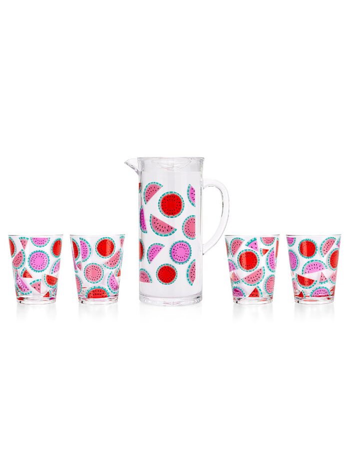 Watermelon tumbler set with pitcher, $48, draperjames.com