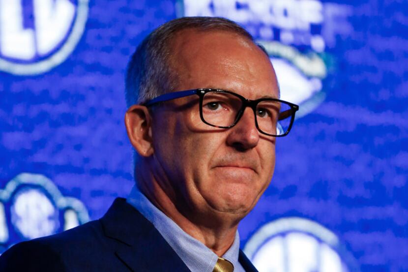 Southeastern Conference commissioner Greg Sankey speaks during the NCAA college football...