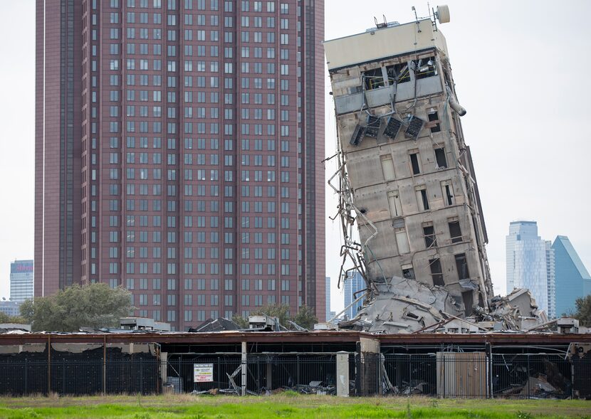 The former Affiliated Computer Services tower core shaft remains standing on Feb. 17, 2020...