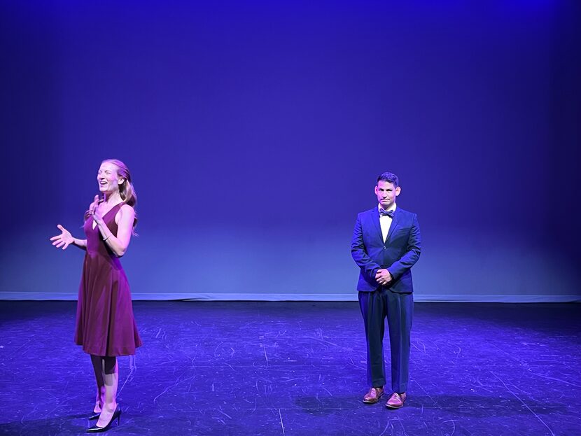 Betsy Roth as Goneril and Blake Hametner as Oswald rehearse a scene from Fair Assembly's...