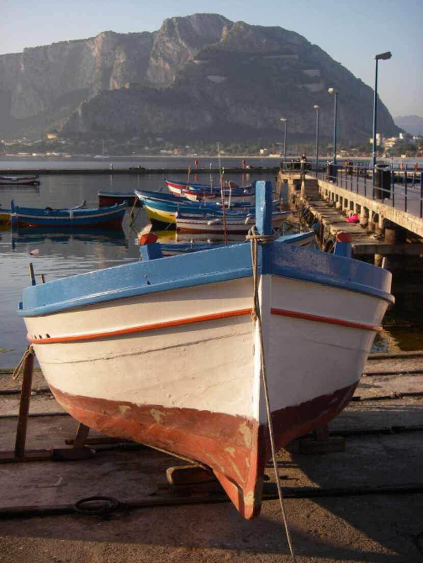 Row boats in Mondello, a province of Palermo, in Sicily, Italy.