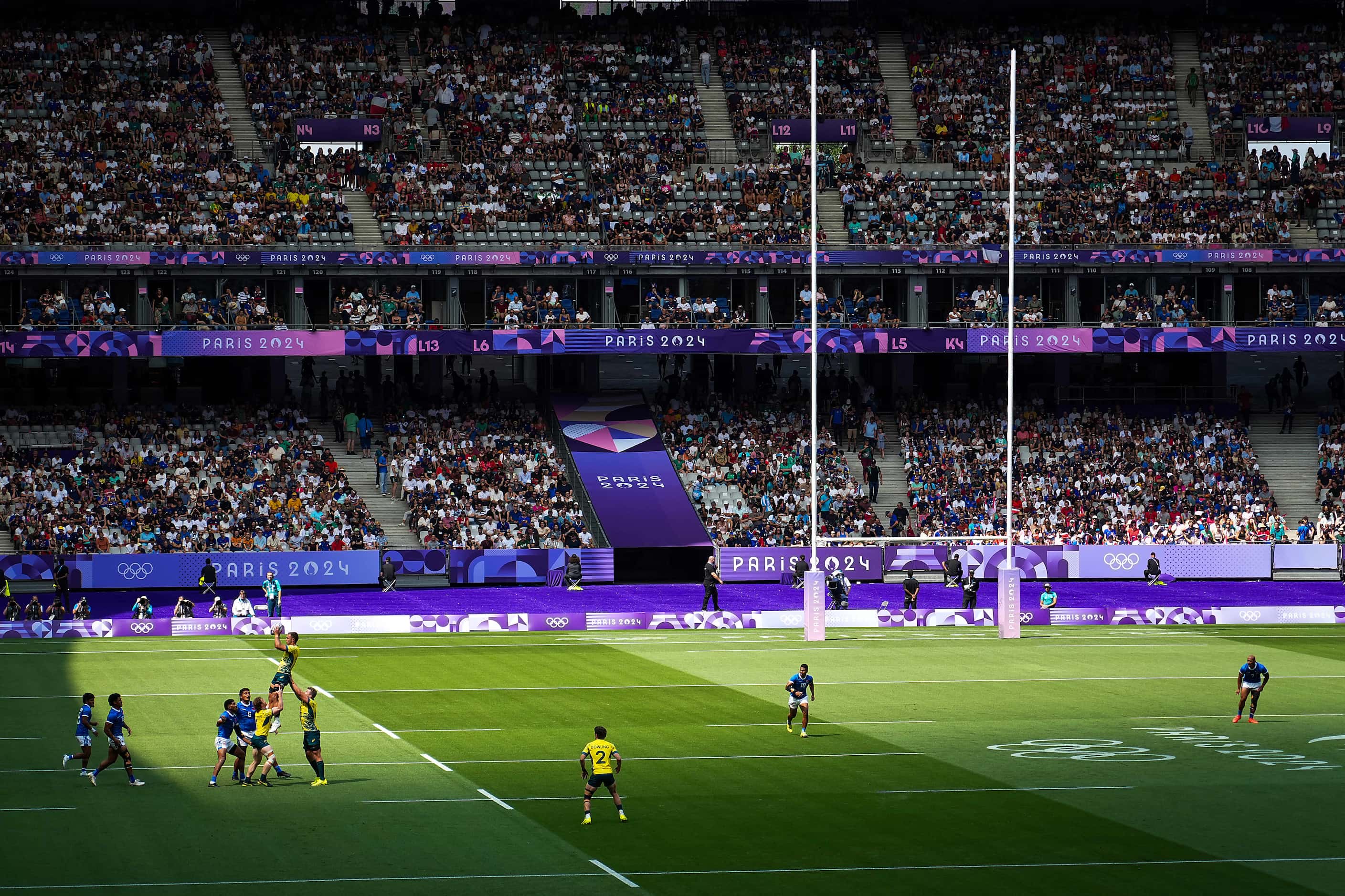 Australia faces Samoa in the opening session of rugby sevens at the 2024 Summer Olympics on...