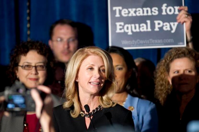 Democratic gubernatorial nominee Sen. Wendy Davis spoke at Scholz Garten in Austin on Monday...