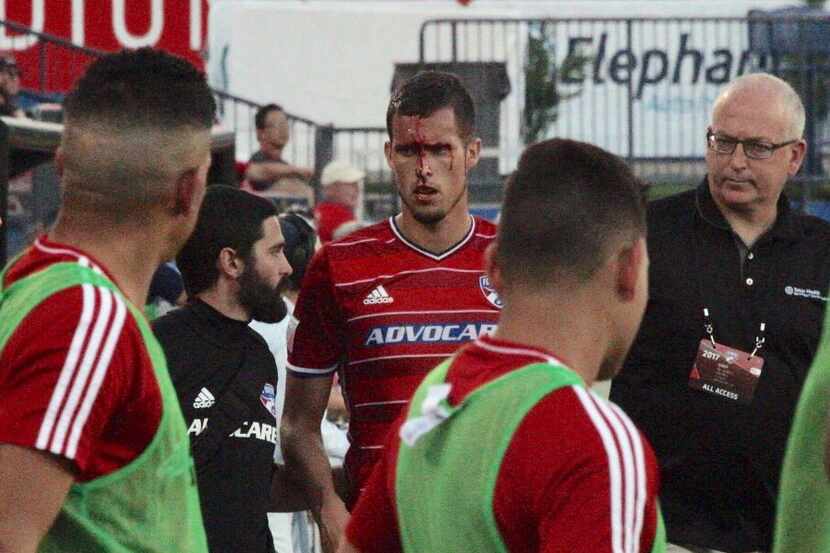 Matt Hedges at halftime of FC Dallas match against New York City FC