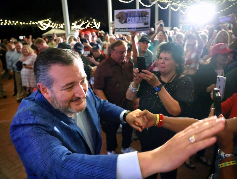 Sen. Ted Cruz greets supporters at a rally for Republican congressional candidates Cory...