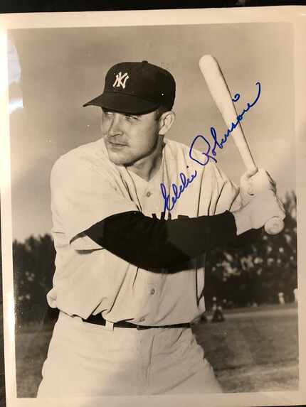 An autographed photo of Eddie Robinson as a New York Yankee