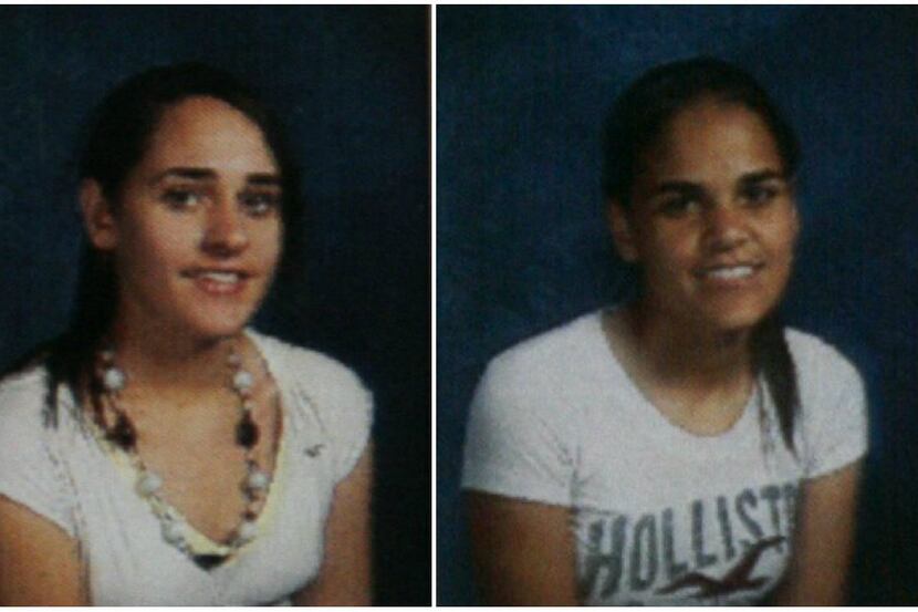 Amina Said, left, and Sarah Said in their Lewisville ISD school portraits. 