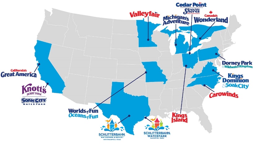 Cedar Fair's geographic footprint.