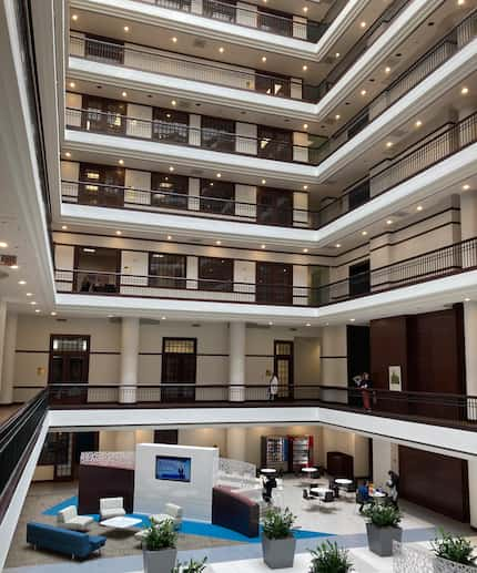 Inside Founders Square is a bright atrium.