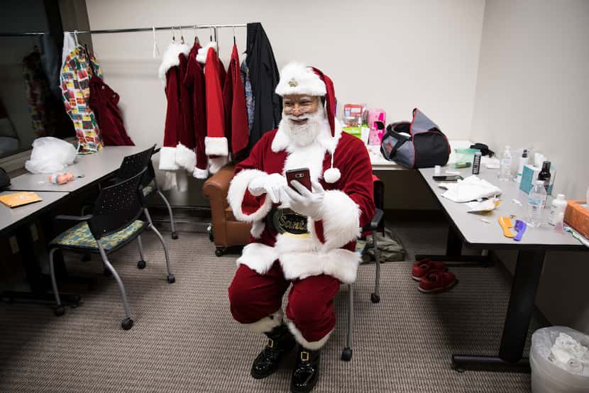 Santa Larry Jefferson got ready in his dressing room at the Santa Experience at Mall of...