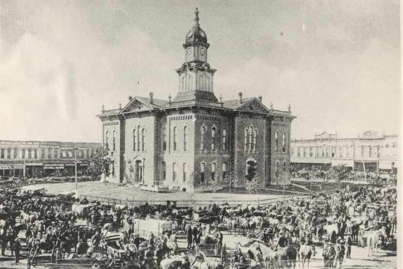 The Grayson County courthouse before it was burned in 1930.