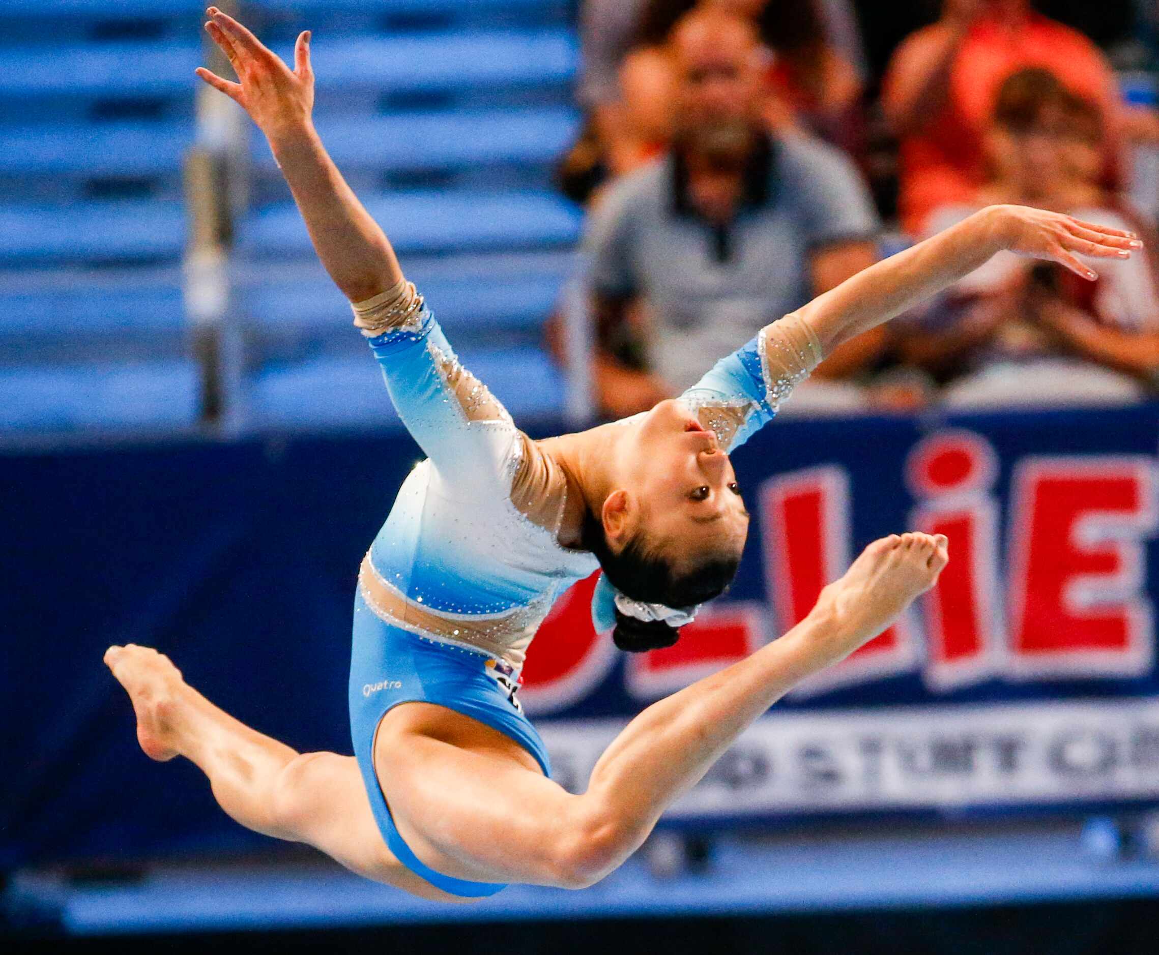 Leanne Wong performs during day 1 of the senior women's US gymnastics championships on...