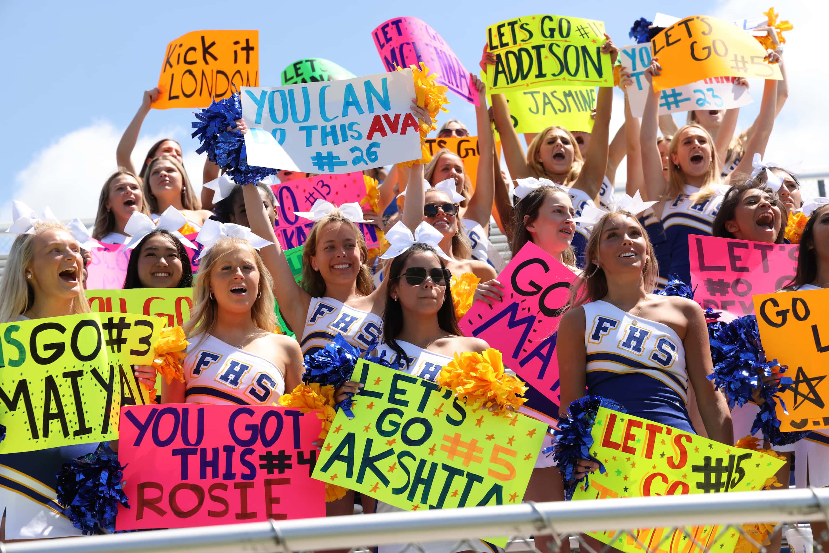 Frisco students show their support during team introductions prior to the start of their...