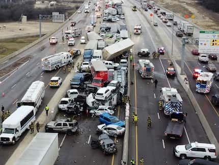 Mass casualty wreck on I-35W and Northside Drive in Fort Worth, Texas on Thursday, February...