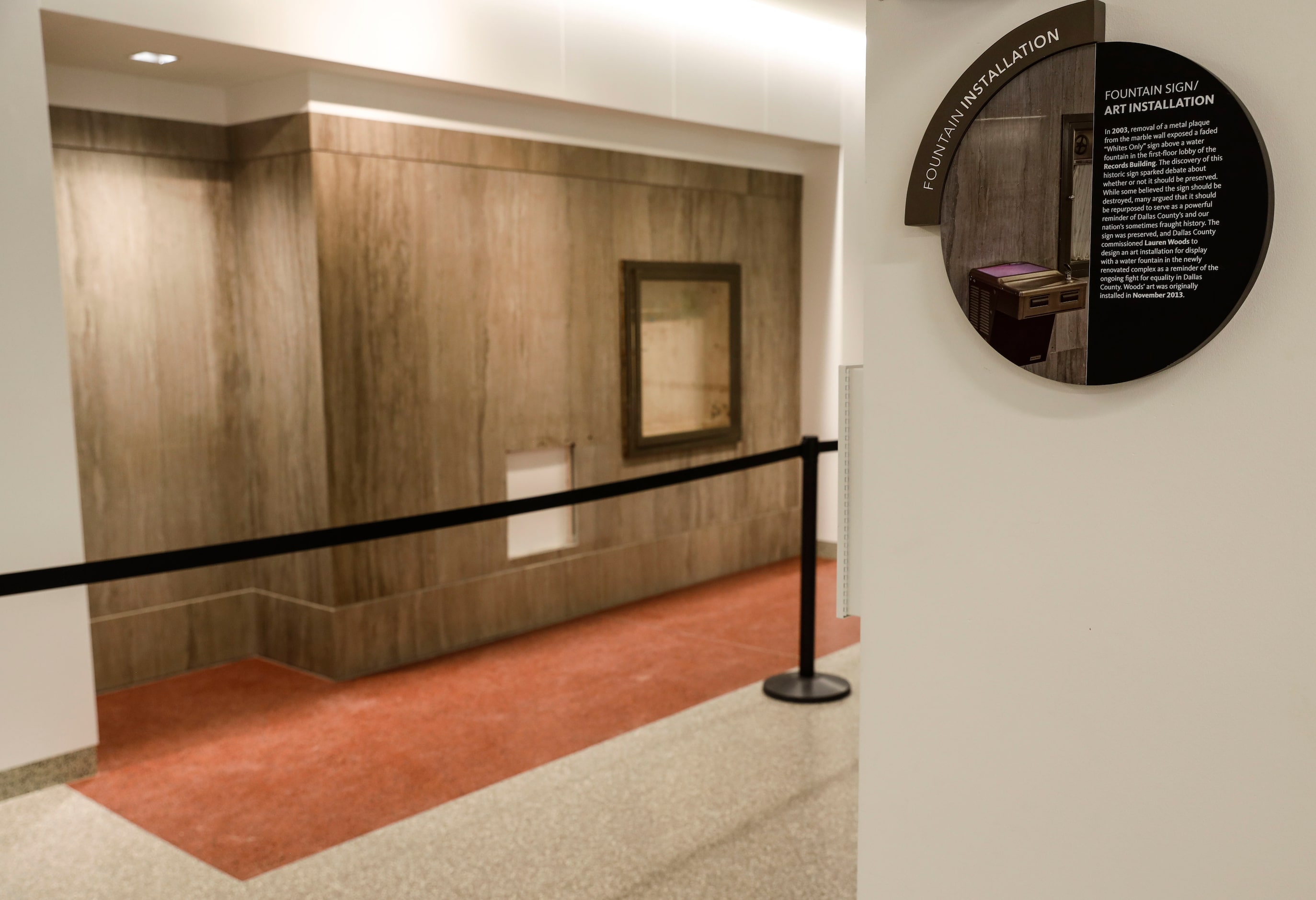 Where the segregation-era water fountain and “white only” historical information sign will...